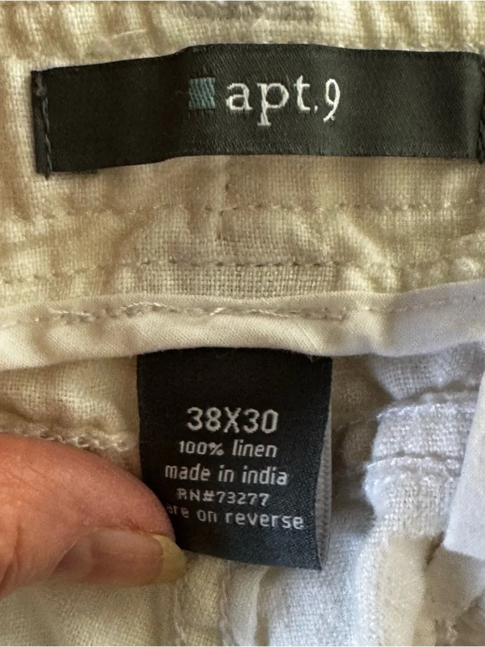 Men’s Apt 9 Size 38 x 30 Off White 100% Linen Wider Leg Pants Beach Costal